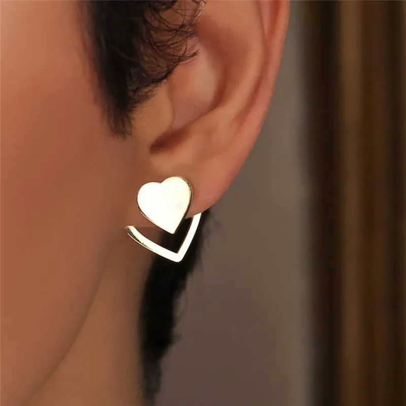 925 sterling silver Heart Earrings For Women Punk Vintage Hollow heart Stud Earrings wedding party Jewelry Gift