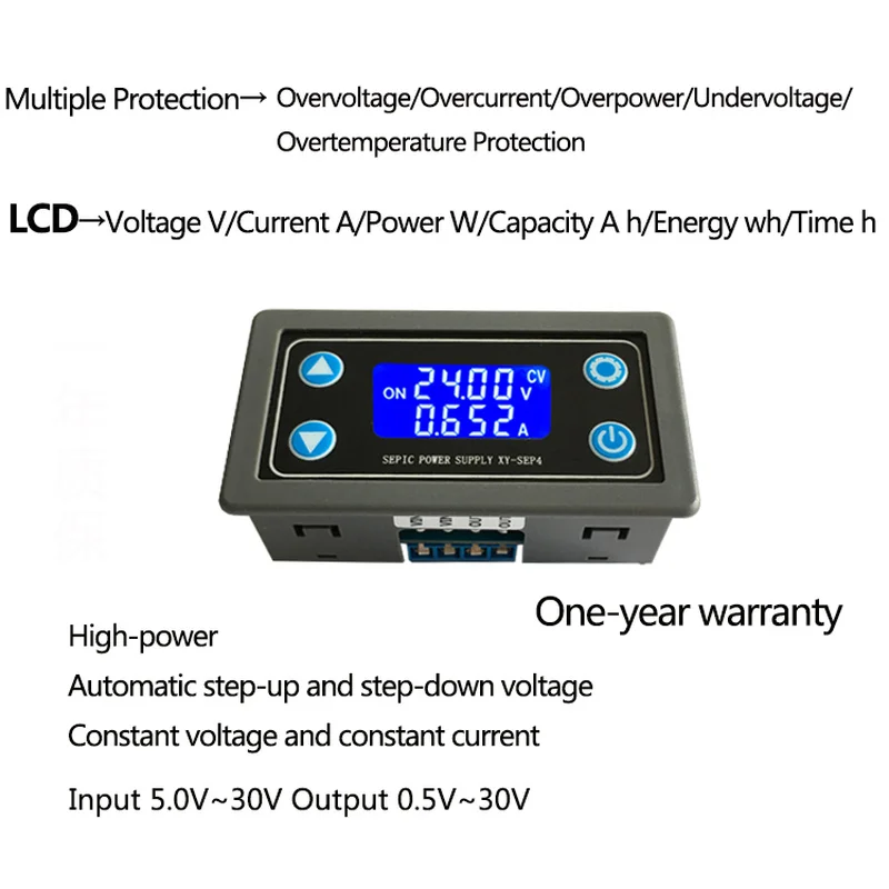 XY-SEP4 DC DC 0.5-30V 4A 35W Conversor Boost/Buck Automático CC CV Regulado Módulo de fonte de alimentação de laboratório ajustável