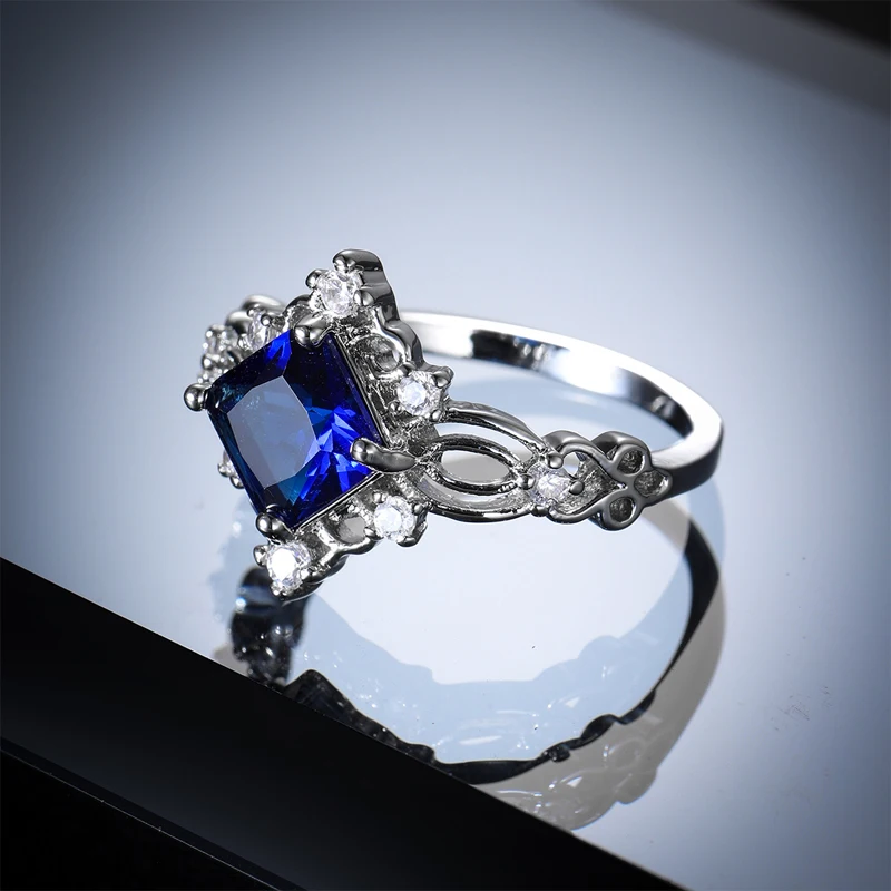 HuiSept Trendy Ring 925 Silver Jewelry with Sapphire Zircon Gemstone Finger Rings for Female Wedding Party Ornaments Wholesale