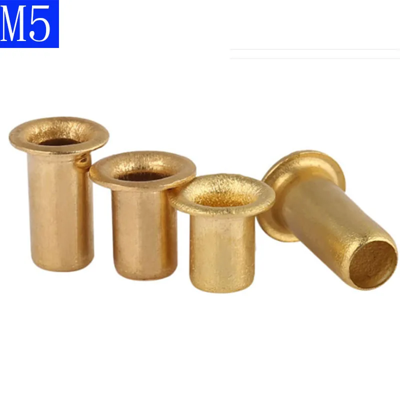 M5   5mm  Copper Brass Vias Rivet Nuts Through Hole Rivets Hollow Grommets DIN 7340 GB 876