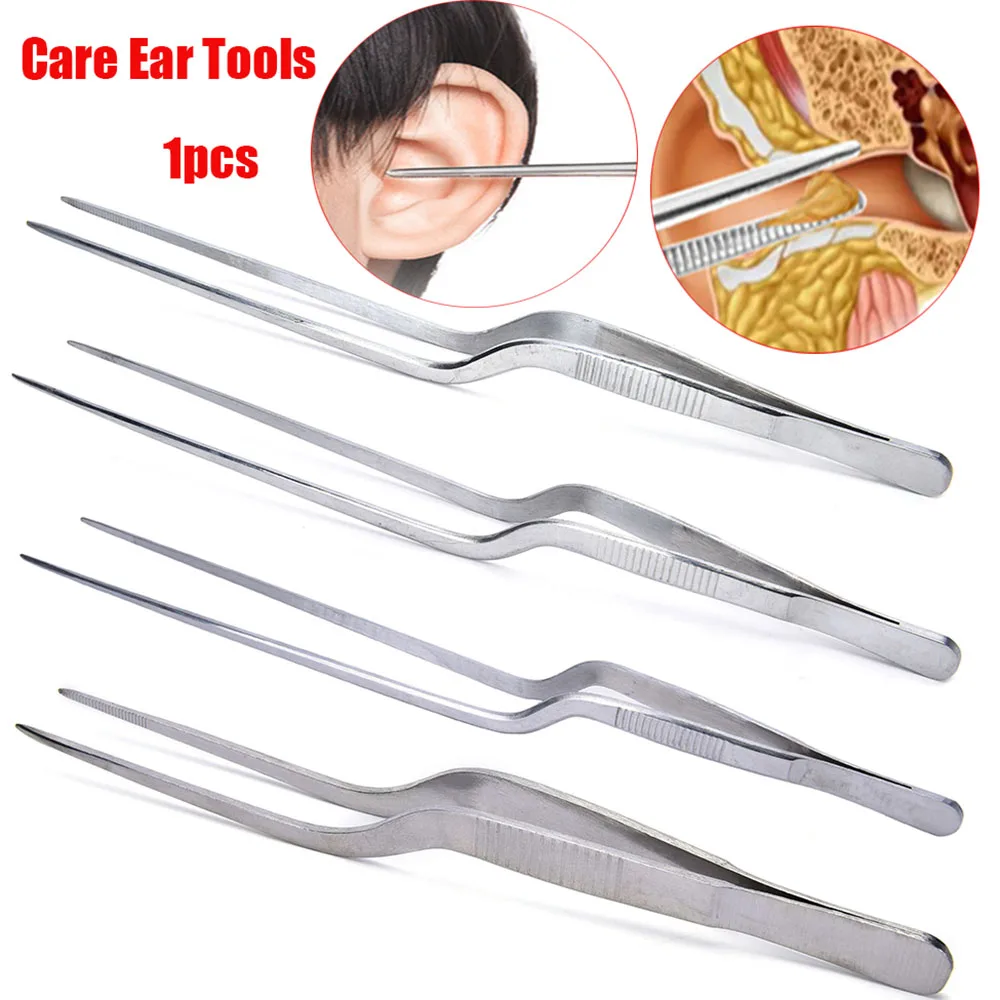 1pc Stainless Steel Curved Eyelashes Nail Clip Ear Cleaning Wax Removal Nose Clip Oral Cleaner multi-function Care Ear Tools