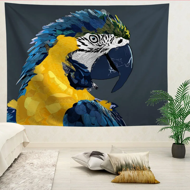 Custom Parrot Tapestry Wall  Boho Decoration Home Decor Psychedelic Wall Tapestry Abstract Carpet Wall Cloth Tapestries