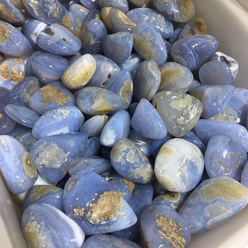 

Blue Agate tumbled natural stones and minerals quartz crystals healing gemstones bonsais naturales reiki decoration