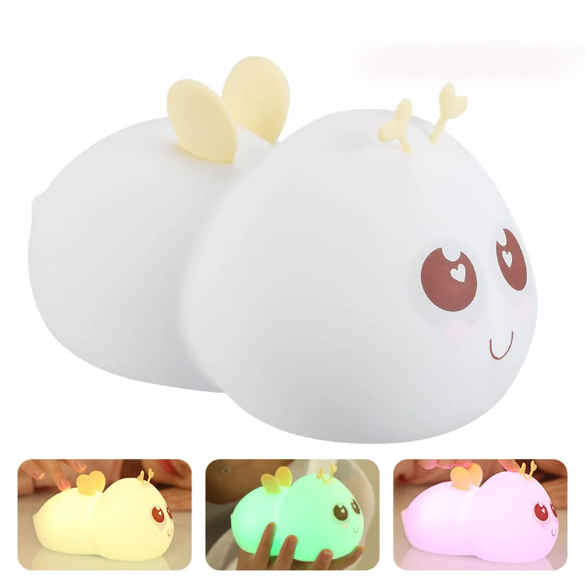 Bees Night Light para niños y niñas, luz nocturna recargable por USB, lámpara portátil para guardería, luces que cambian de Color para dormitorio