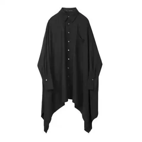 Idopy Men Long Sleeve Shirts Loose Fit Extended Punk Shirts Long Gothic Street Punk Tops For Male Fashion Camisa Masculina