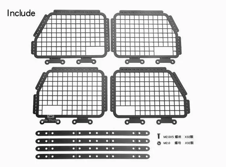 4 Stuks Metalen Opvouwbare Autoruit Beschermende Netto Trx4 Window Guard Net Guardrai Voor 1/10 Rc Crawler Auto Defender trax Trx-4