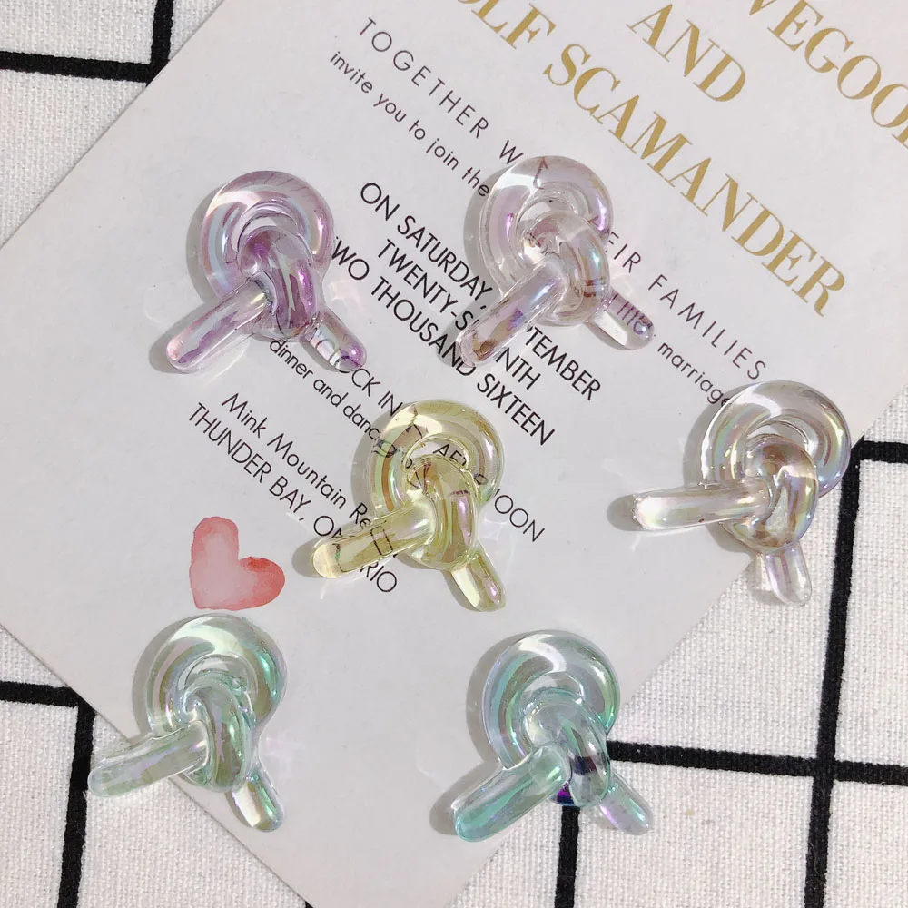 Stained glass sense winding knotted earrings resin patch DIY handmade ear jewelry mobile phone case accessories materials 6pcs