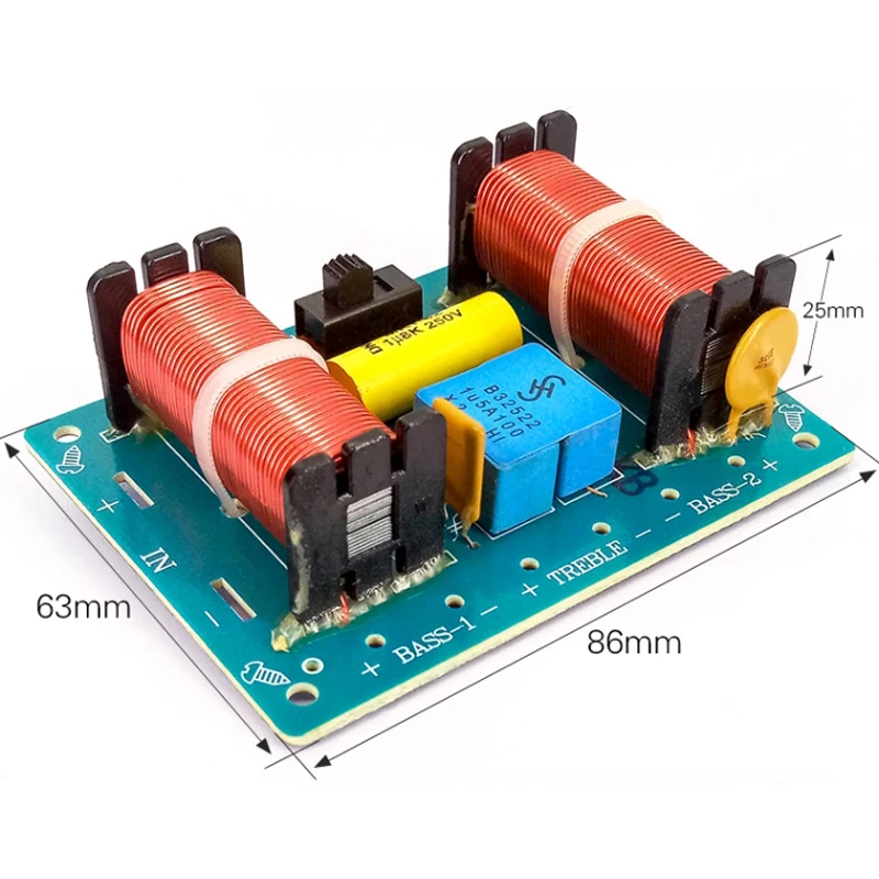 2pcs 100W High-Low 2 Way 3 Unit Double Bass Hi-Fi Audio Speaker Frequency Divider Crossover Filters