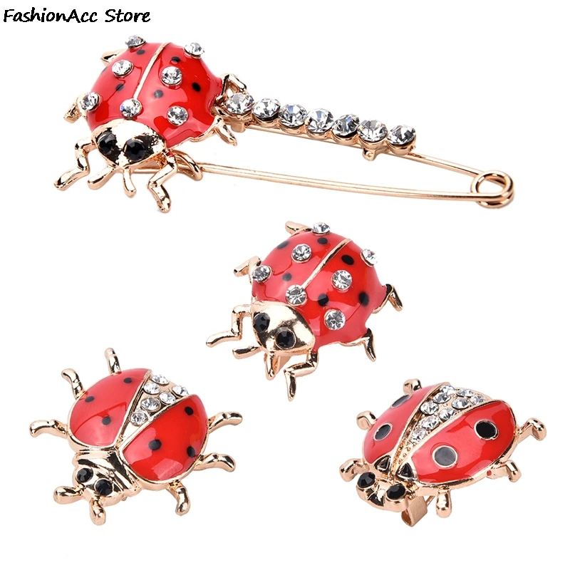 1 pcs Handmade Oil Insect Brooch Fashion Animal Brooch Rhinestone Female Jewelry Ladybug Brooch