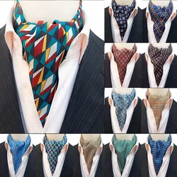 Men Vintage Polka Dot Wedding Formal Cravat Ascot Scrunch Self British style Gentleman Polyester Neck Tie Luxury