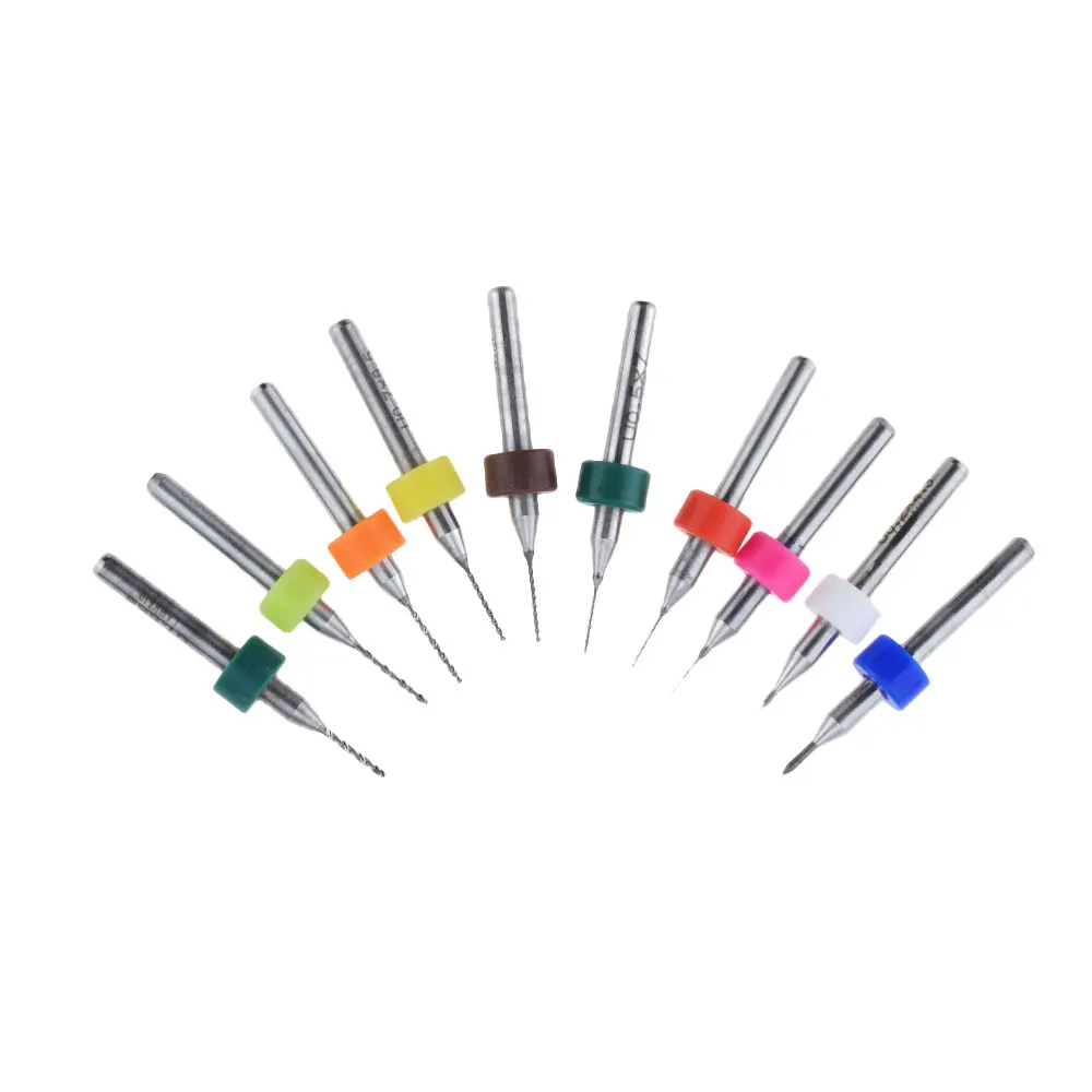 10pcs/Set 0.6-1.5/1.5-2.4/2.1-3.0/1.1-2mm Hard Alloy PCB Print Circuit Board Carbide Micro Drill Bits Tool   for SMT CNC