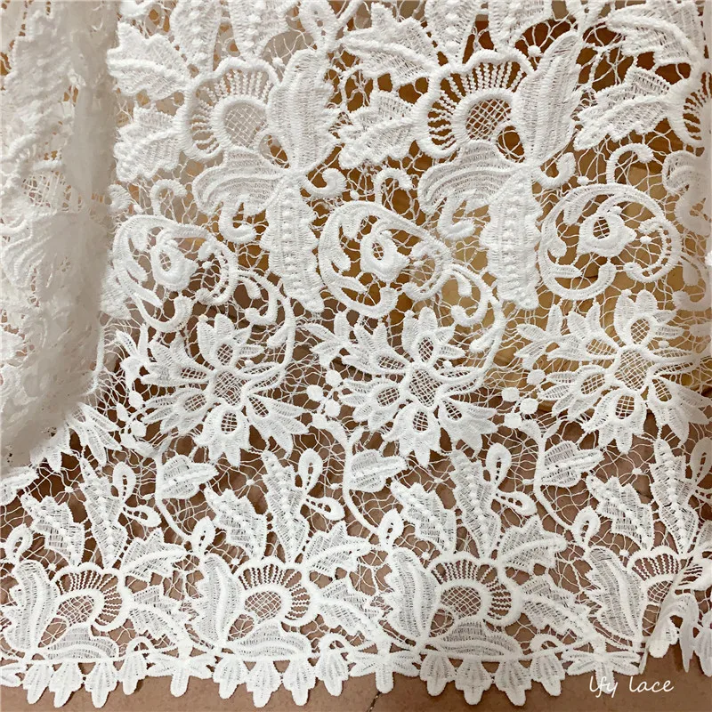 2020 Latest Off white Gorgeous  Wedding dress Guipure Embroidery French Lace Cloth Needle work DIY sewing Needle work Material