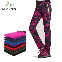 NUONEKO Neue Frauen Männer Fleece Warme Wandern Hosen Outdoor Sport Camping Angeln Skifahren Trekking Wasserdicht Winddicht Hosen PM24