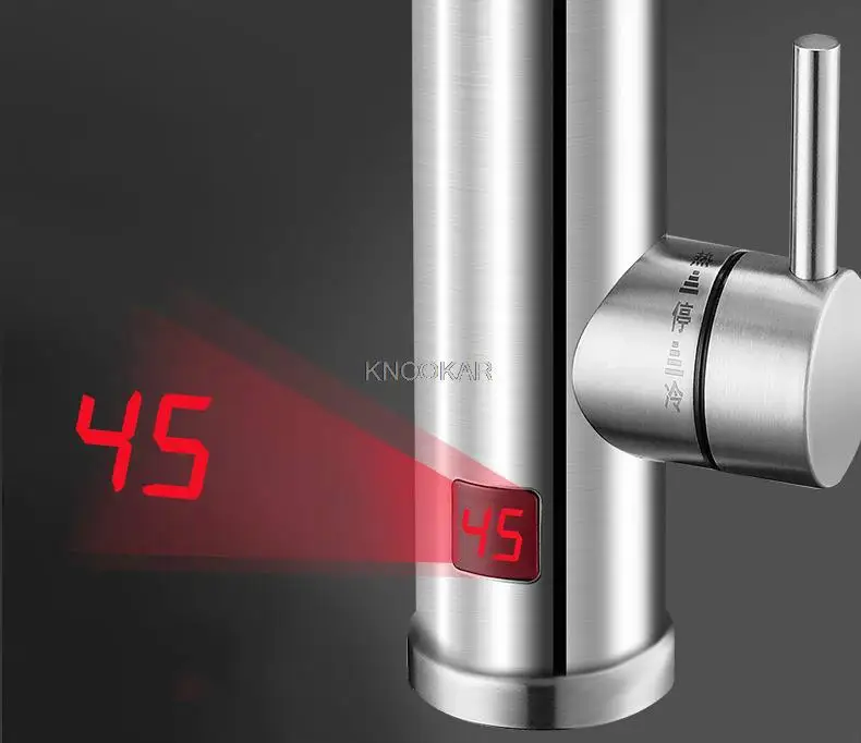 Electric Water Heater Tap Instant Hot Water Heater Stainless Steel 360 Degree Rotation Kitchen Faucet with Temperature Display