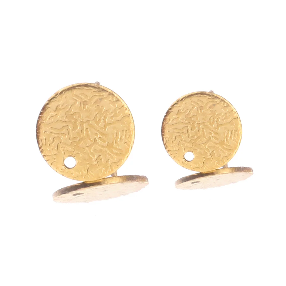 10PCS Lot Gold Stainless Steel Stud Earrings Connectors Round Posts with Hole DIY for Women Jewelry Making Supplies Accessories