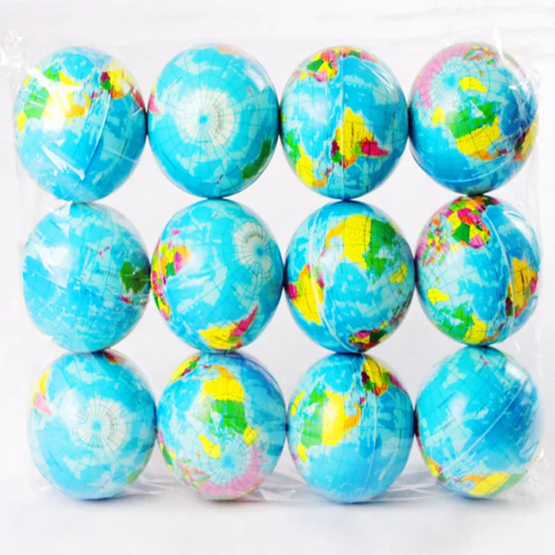 6 pçs/lote 7.6cm / 3 "mini espuma anti stress alívio bouncy bola planeta globo mundo mapa da terra ensino geografia mapa crianças brinquedo presentes