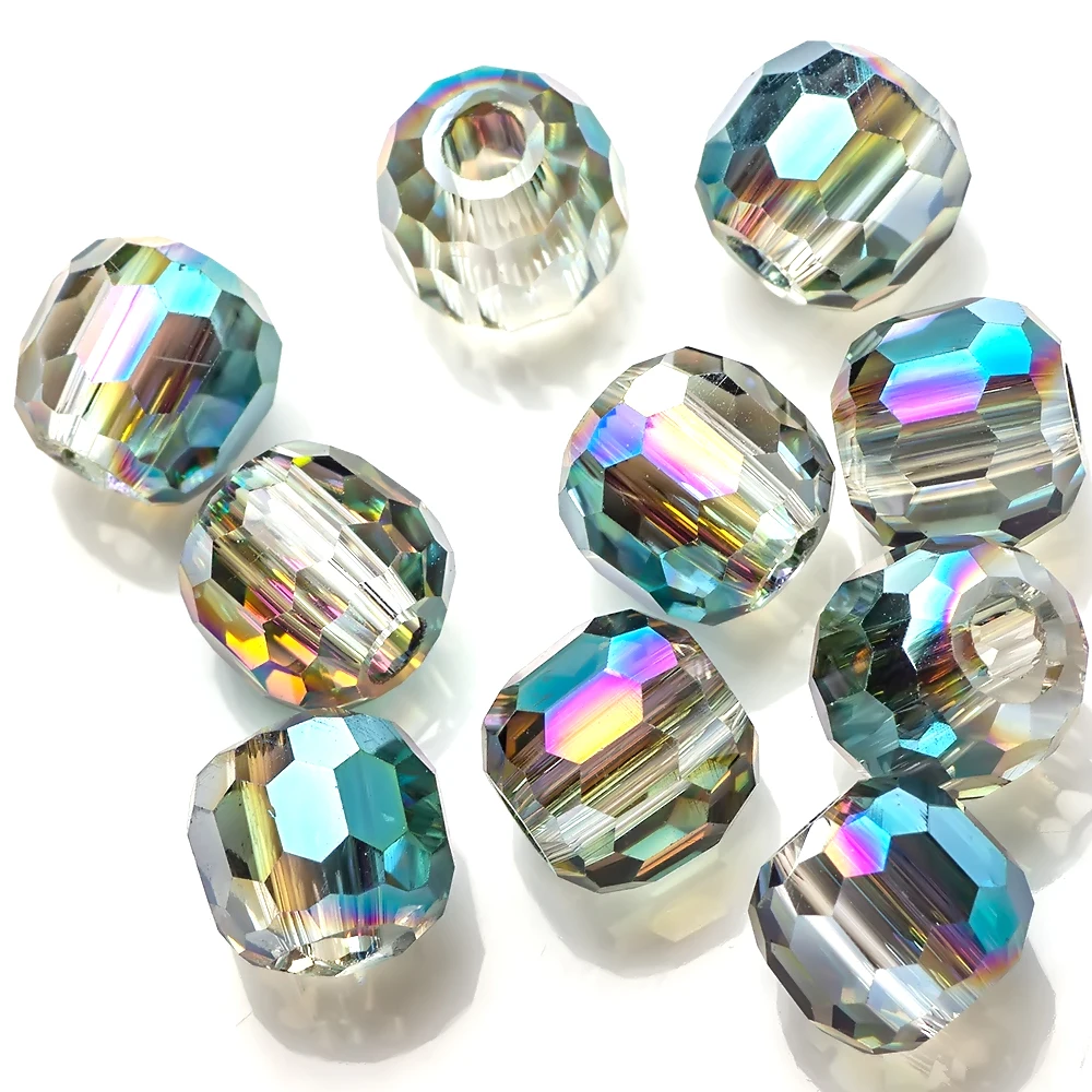 Big Hole Beads Czech Glass Faceted 12/14mm Crystal Round Ball Beads For DIY Making Jewelry Accessorise Needlework Wholesale