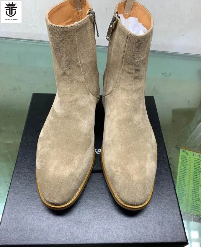 2020 New arrival men chelsea boots high end suede leather boots ankle male party shoes wedding shoes side zip mujer botas