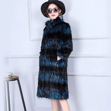 Top brand Gradient Women Fashion Color Fox Fur Coat N84  high quality