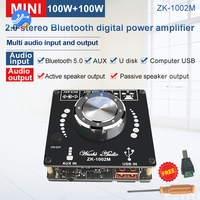 100W+100W 50W+50W Bluetooth 5.0 Power Audio Amplifier board Stereo AMP Amplificador Home Theater AUX USB ZK-502M ZK-1002M