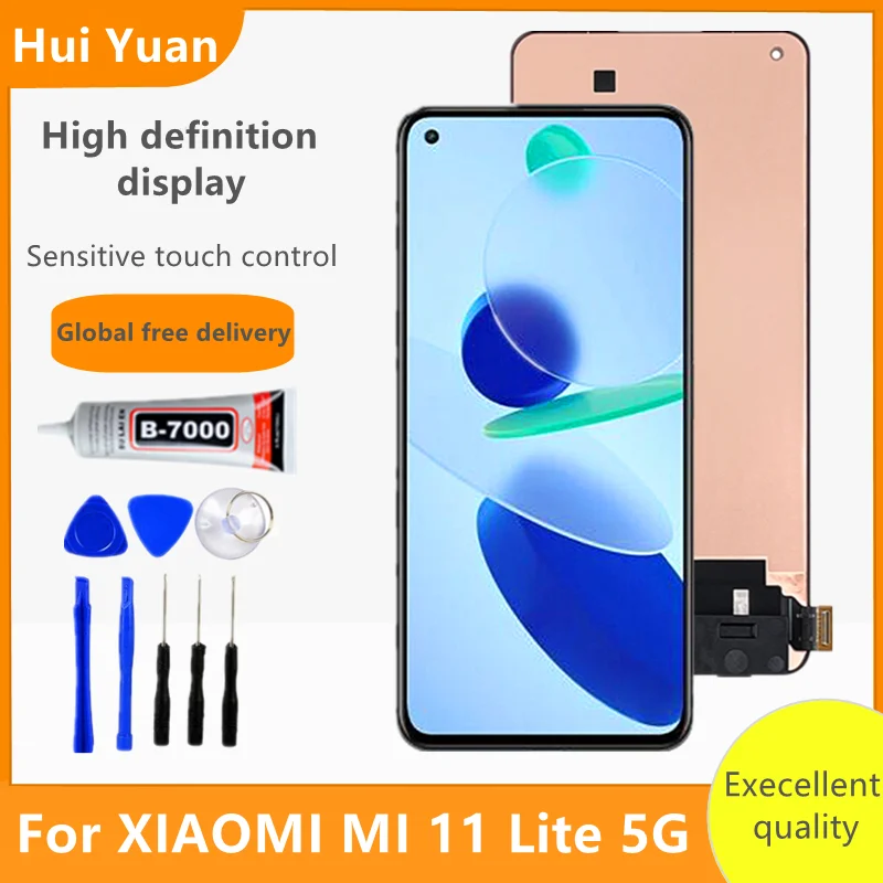 

Оригинальный дисплей для Xiaomi Mi 11 Lite, ЖК-дисплей с сенсорным экраном, дигитайзер для Xiaomi Mi11 Lite, фотодисплей, запасные части