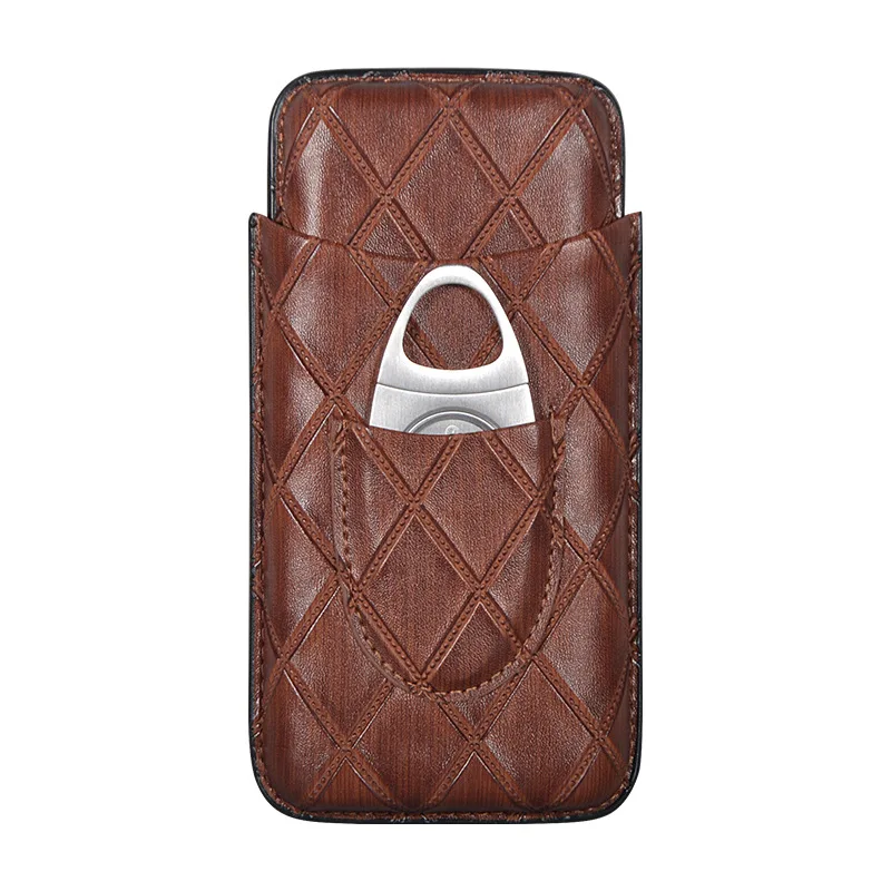 تحقق نمط علبة سجائر جلدية 3 حزمة السيجار بولي Case حافظة جلدية مقاوم للرطوبة مقاوم للماء المحمولة حافظة سجائر مقص