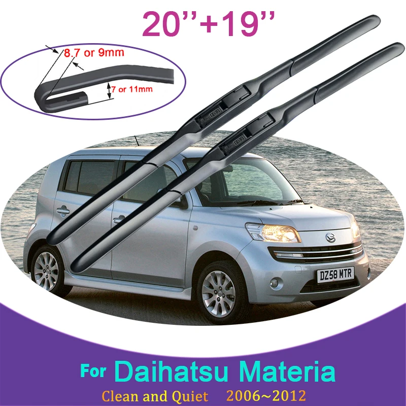 for Daihatsu Materia Coo Subaru Dex 2006~2012 Two Frameless Rubber Wiper Snow Scraping Front Windshield Brushes Car Accessories