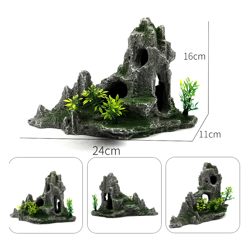 Aquarium Rockery Stone Aquatic Ornaments Fish Tank Landscaping Simulation Landscape Resin Rockery Stone Pet Accessoriess