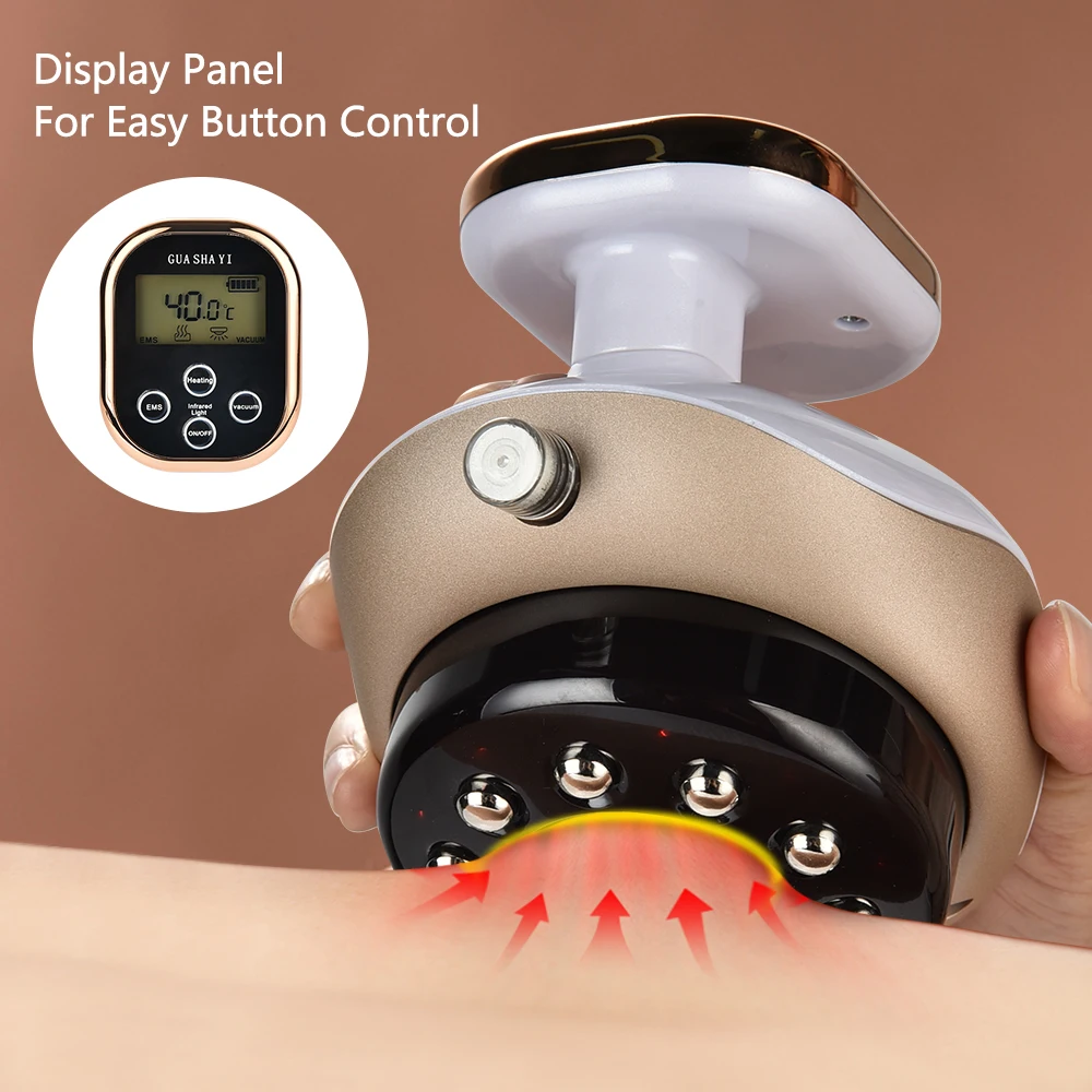 Electric Cupping Massager EMS Vacuum Suction Cups Apparatus Guasha Scraping Device LCD Display Meridian Body Slimming Baguan