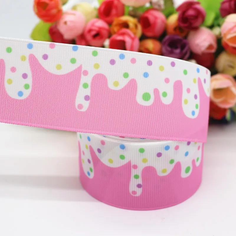 10 Yards 1.5'' (38MM) Cake,Rainbow Printed Grosgrain Ribbons For Hair Bows DIY Handmade Materials Y19082302