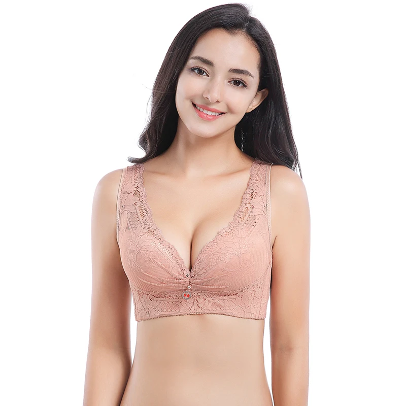 

MENGSHAN 2019 New Hot Sexy Lace Underwear Adjustable No Steel Ring Large Size Bra