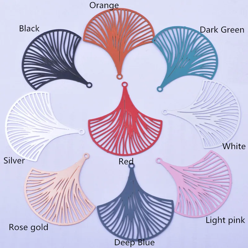 50pcs AB5676 30*32mm Ginkgo Leaf Charms Brass Thin Rose Gold Color Pendant Earring Findings