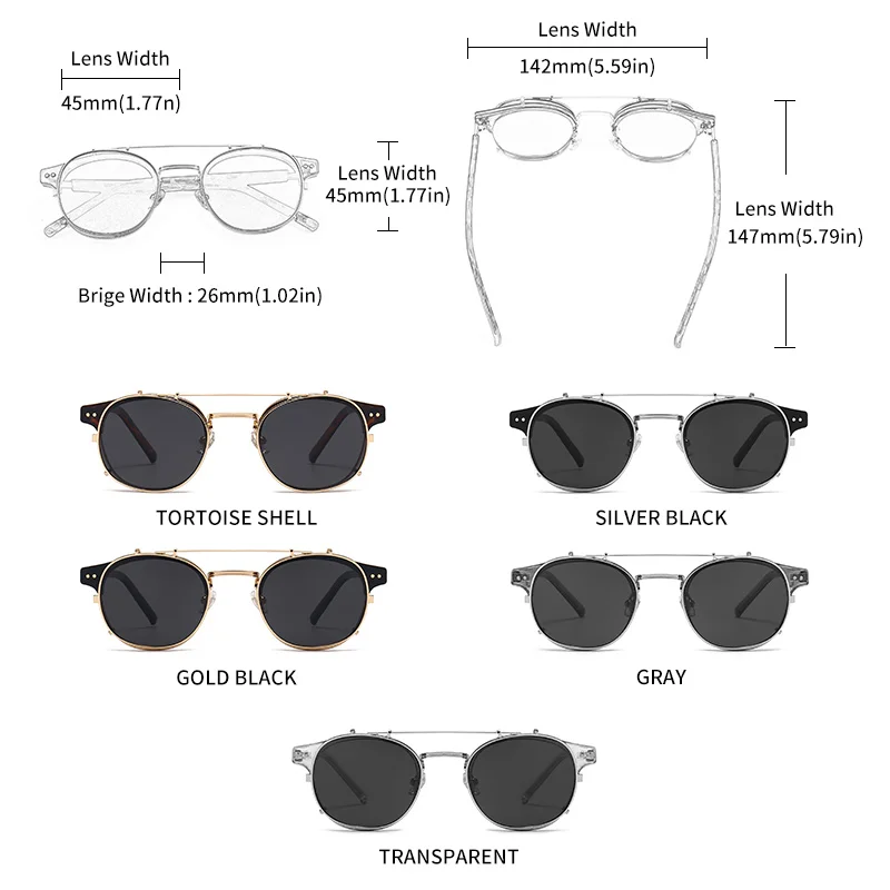 GCV Doppelschicht-Sonnenbrille mit abnehmbaren Gläsern, die Blu-Ray-Brille, Acetat, Gothic, Retro, Steampunk, polarisiert, für Herren und Damen