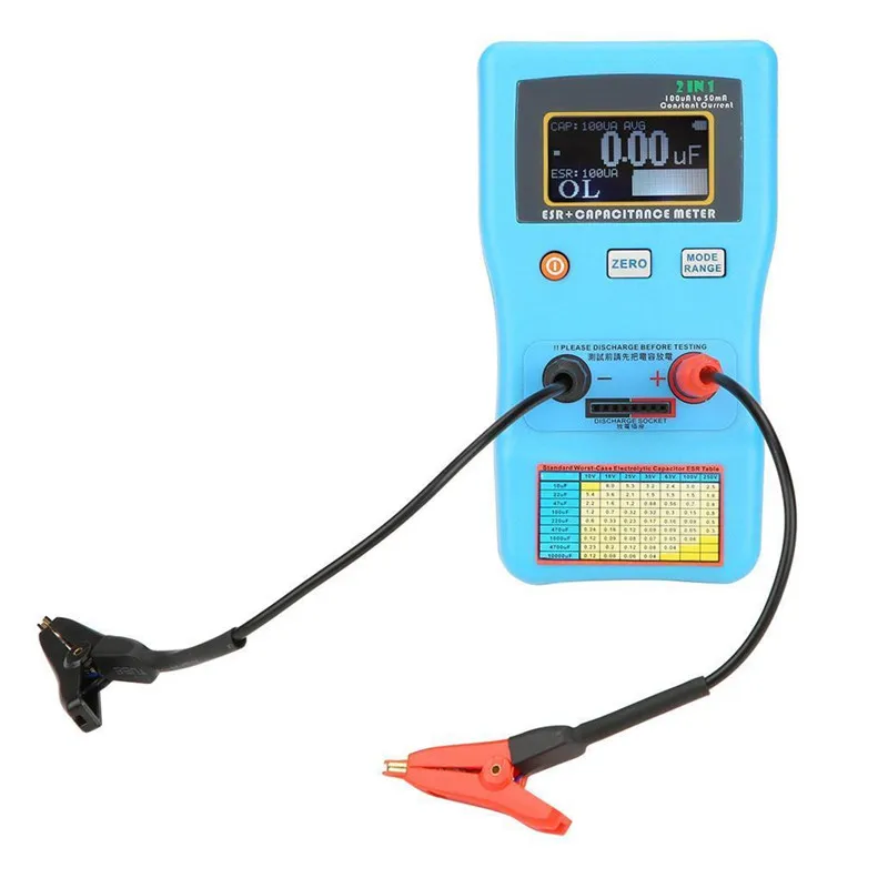 MEC-100 Capacitor Automatic Range Capacitance ESR Meter Tester w/ Kelvin Clip