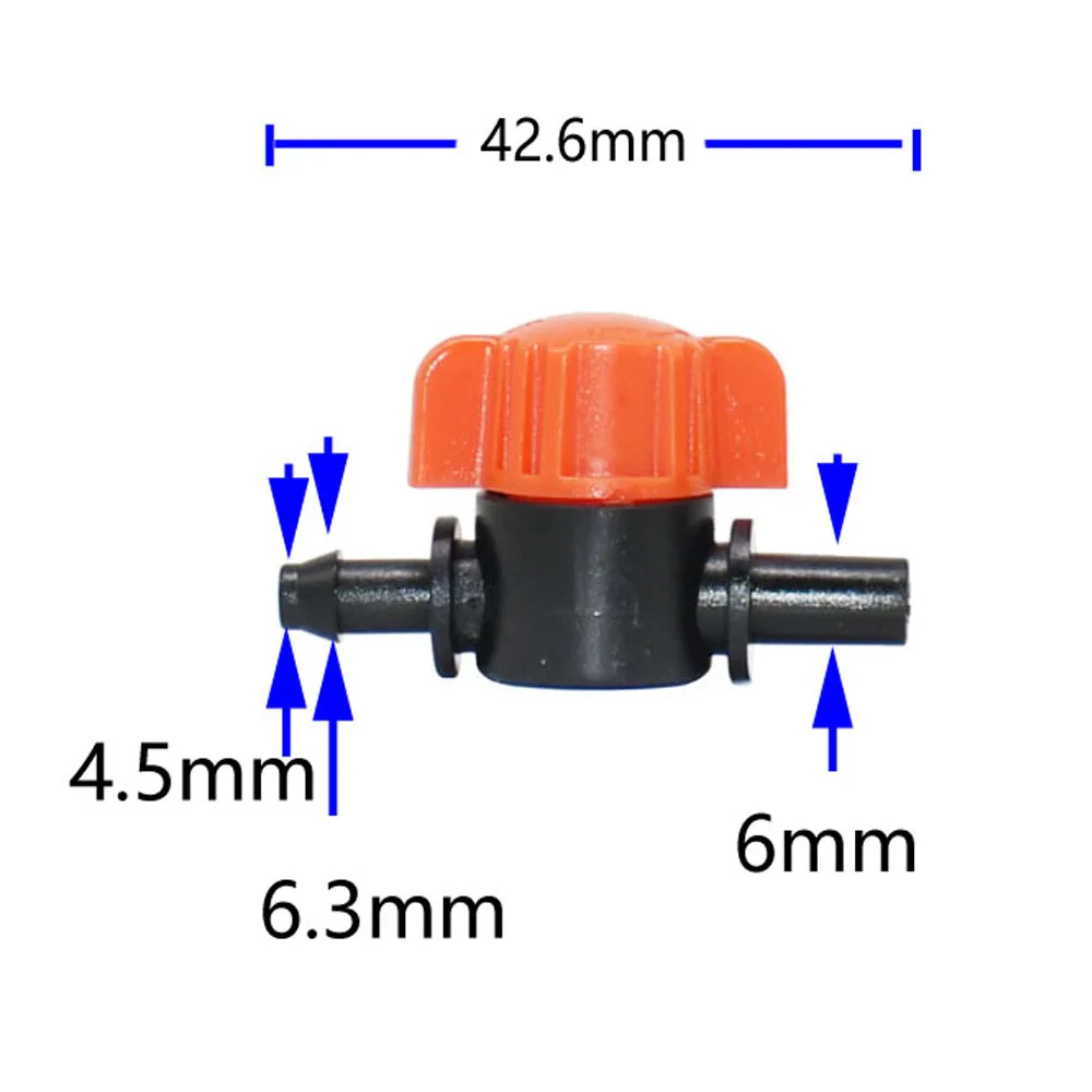 10 sztuk 4/7 wąż Mini zawór 4mm kran ogrodowy fajka wodna 6mm do 1I4 Barb zawór wody nawadniania kropelkowego armatura