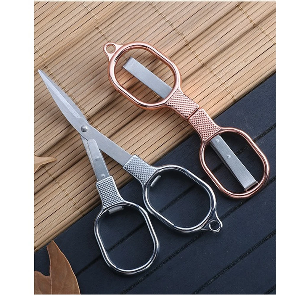 Stainless Steel Anti-rust Portable Folding Scissors Glasses Shaped Mini Shear Fishing Scissor For Home And Travel Camping Use