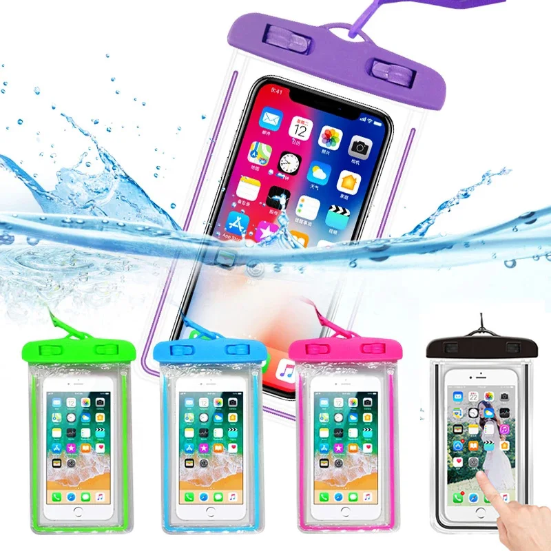 Water Sport Waterproof Phone Case Pouch Luminous Swimming Dry  Bag Underwater Phone Cover  For Drift Diving Pool Beach Travel