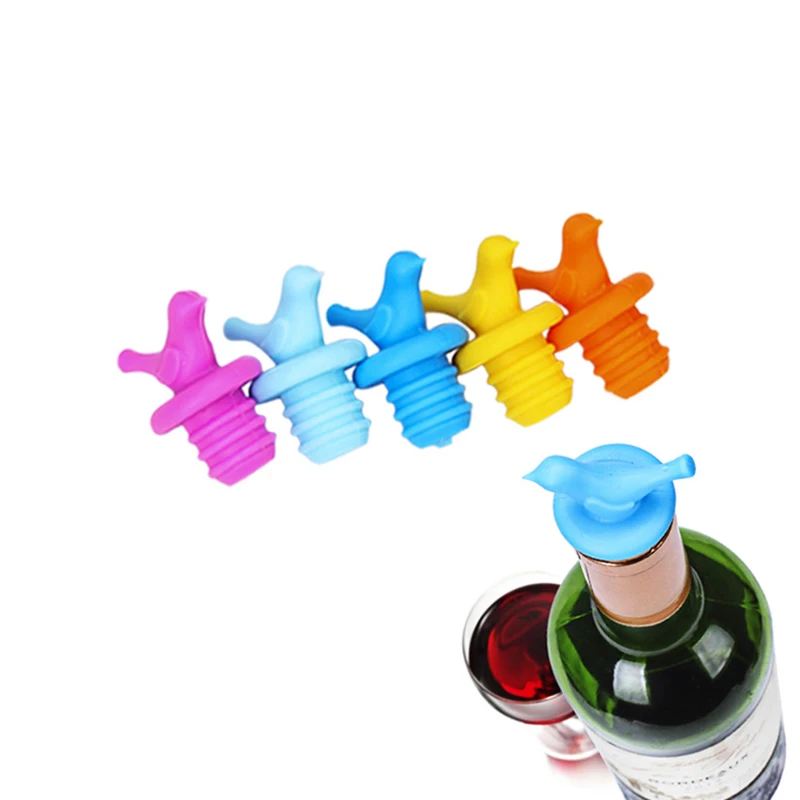 Hot Sales Bird shaped Wine Bottle Stoppers silicone Beer Wine Cork Plug Bottle Cover Kitchen Bar Tool