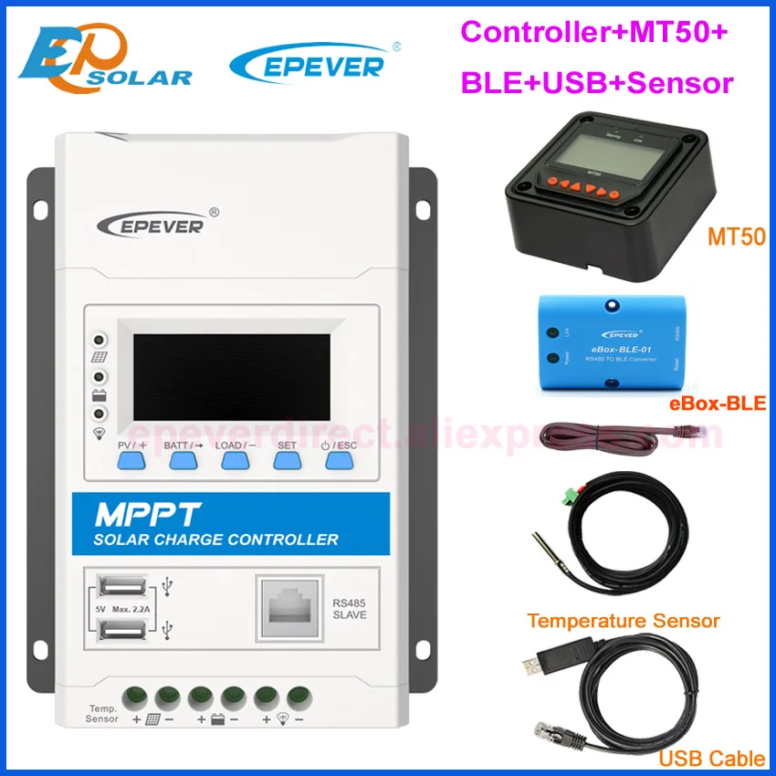 

10A 20A 30A 40A TRIRON4210N 4215N Modular MPPT Solar Charge Controller Epever 12V/24VDC Charger Regulator with Dual USB DS2 LCD