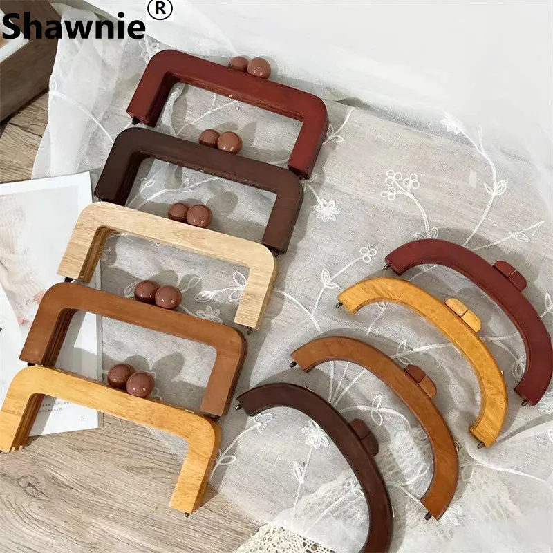 1 zestaw torebka Making rama drewniana pocałunek blokada zapięcia brązowy drewniany torebka rama zamknięcia do torebki Making DIY Craft Obag wieszak na torebkę