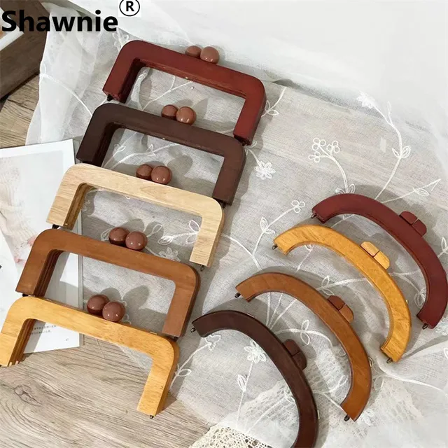 1 zestaw torebka Making rama drewniana pocałunek blokada zapięcia brązowy drewniany torebka rama zamknięcia do torebki Making DIY Craft Obag wieszak na torebkę