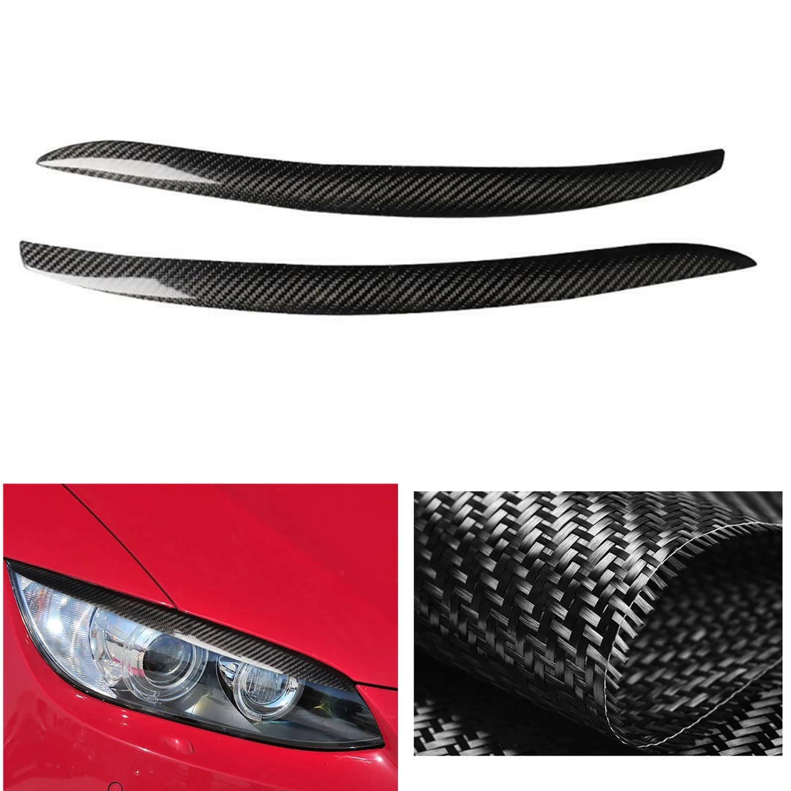 Front Head Lamp Light Trim For BMW 3 Series E92 E93 Coupe 2-Door 2006-2012 Carbon Fiber Headlight Eyelid Headlamp Eyebrow Brow