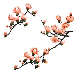 Delicate Magnolia Flowers Soluble Embroidered Patches DIY Sewing Accessories For Clothes Handmade Embroidery Applique