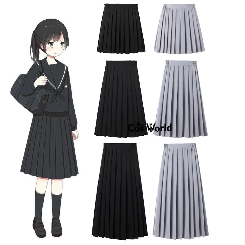 XS-5XL Girl's Japanese Summer Elastic High Waist Pleated Skirts Women's Dress For JK School Uniform Students Cloths