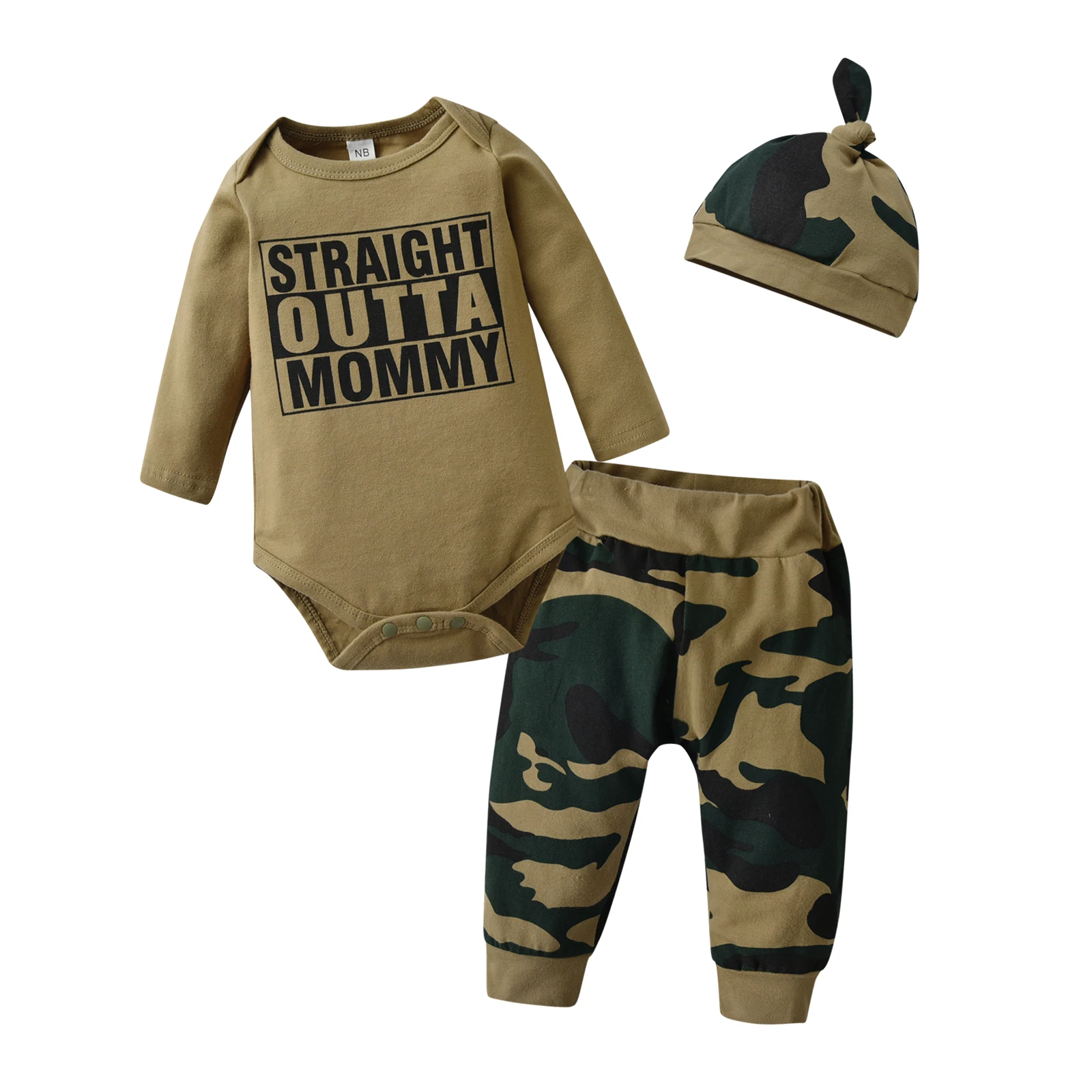 New Camouflage Outfits Baby Clothing Sets With Hat Long Sleeve Newborn Romper&Loose Pants Hot Sale Baby Clothes Boy Outdoor Wear