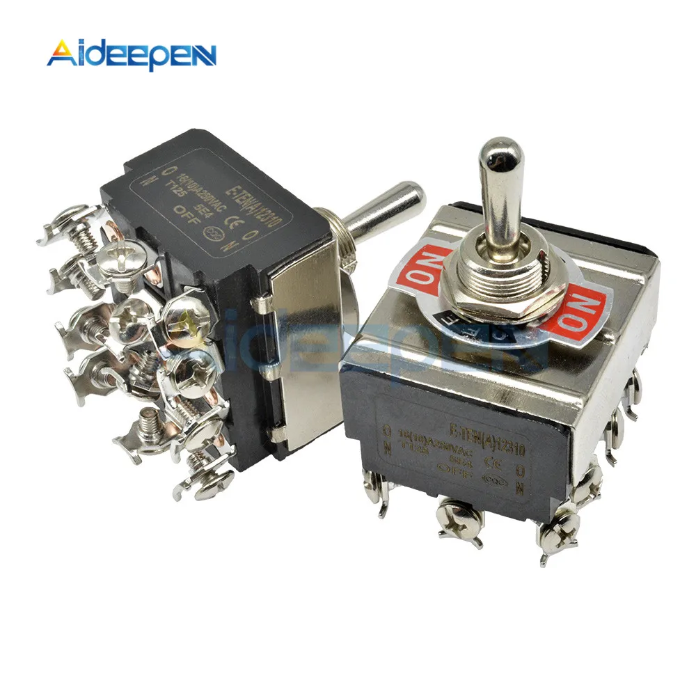 Mini Auto Toggle Switch AC 250V 16A 2/3/4/6/12 Pin ON-OFF ON-ON ON-OFF-ON 2/3 Position Copper/Silver Contact