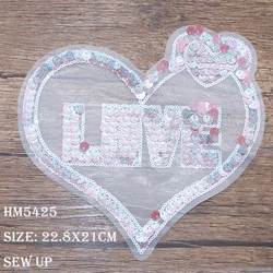 Gorgeous Love Colorful Shiny Heart-shaped Icon Patches Embroidery Patches For Clothing DIY Sew on Patch on the sticker