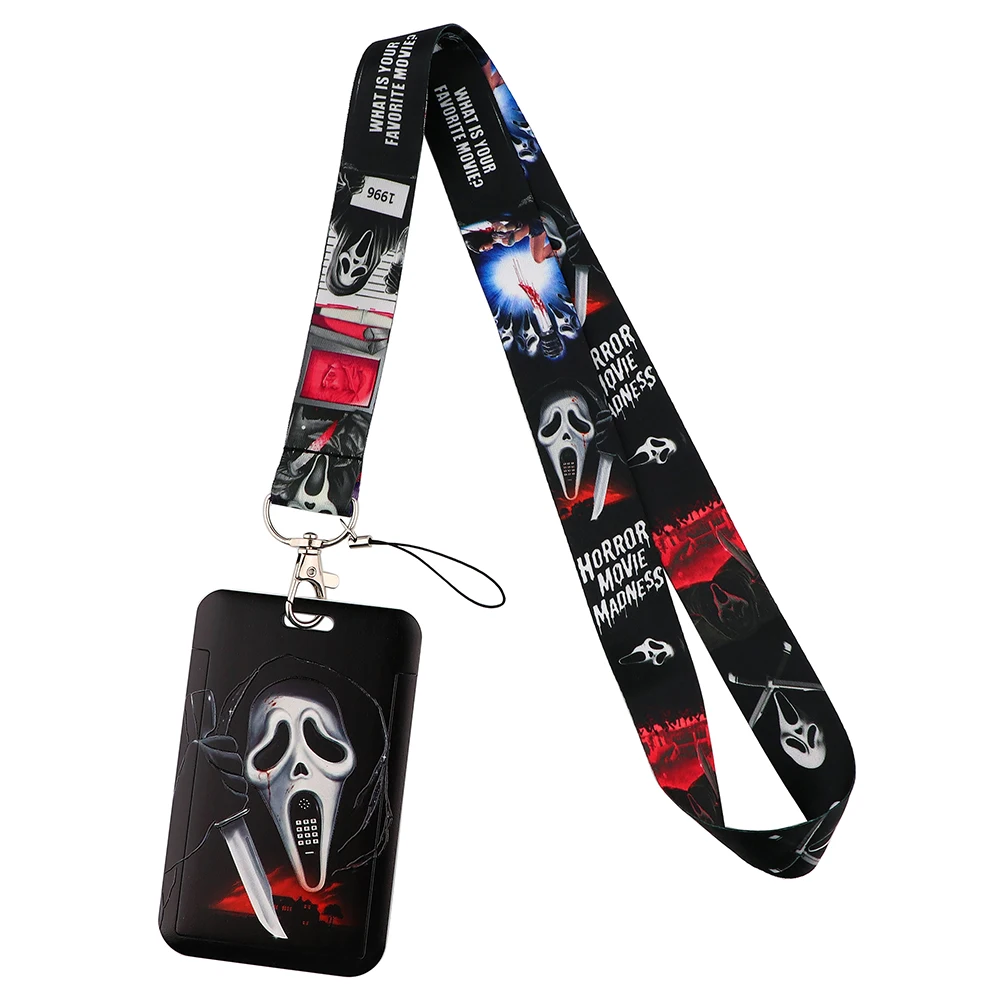 

Movie Murder Ghost Fashion Lanyards ID Badge Holder Bus Pass Case Cover Slip Bank Credit Card Holder Strap Cardholder