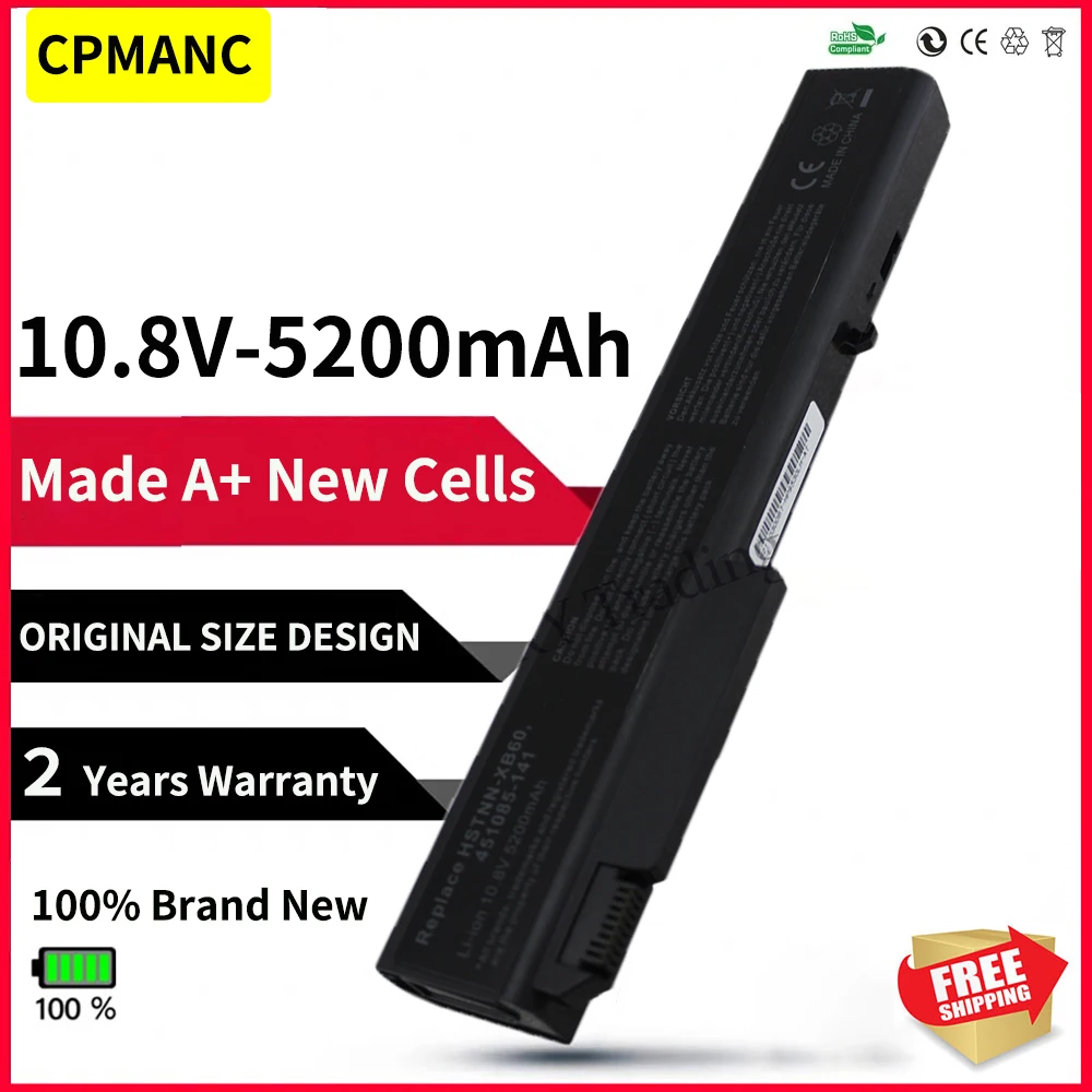 6-элементный Аккумулятор CPMANC KU533AA HSTNN-XB60 HSTNN-OB60 BS554AA AV08XL для HP, для EliteBook 8530p 8530w 8540p 8730p 8540W