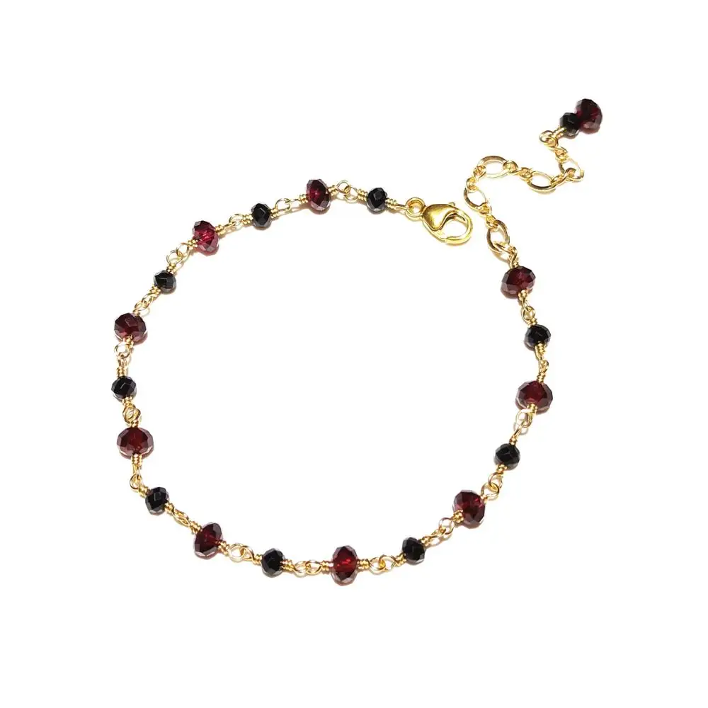 

Lii Ji Garnet Black Spinel Natural Real Stone 14K Gold Filled Bracelet Handmade Delicate BlingBling Bracelet